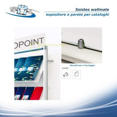 Soistes wallmate - Espositore a parete per cataloghi, depliant e libri con tre ripiani