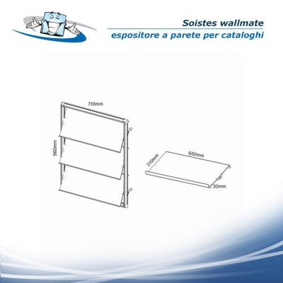 Soistes wallmate - Espositore a parete per cataloghi, depliant e libri con tre ripiani