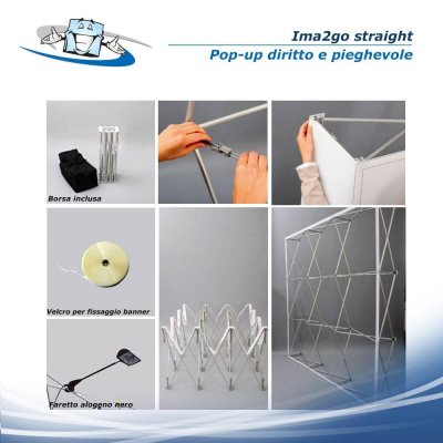 Ima2go straight - Pop-up diritto e pieghevole, parete divisoria con personalizzazione inclusa