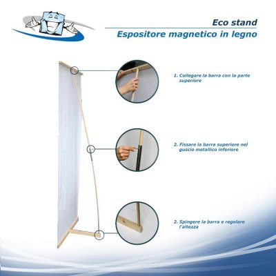 Eco stand - Espositore magnetico in legno ecologico e riciclabile con personalizzazione inclusa