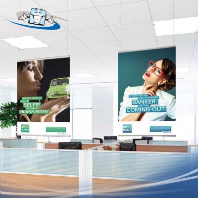 Magsee easylock mini - Porta banner sospeso con sistema a scatto con personalizzazione inclusa