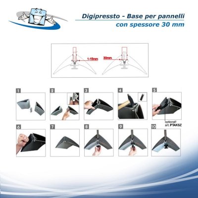 Digipressto - Base in alluminio per pannelli con spessore di 30 mm