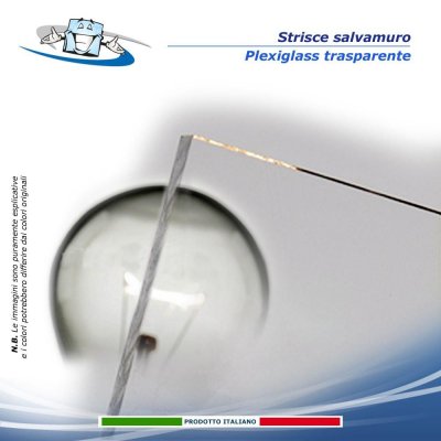 Strisce salvamuro in plexiglass 3 mm, fasce proteggi muro disponibili in varie dimensioni e colori - trasparente