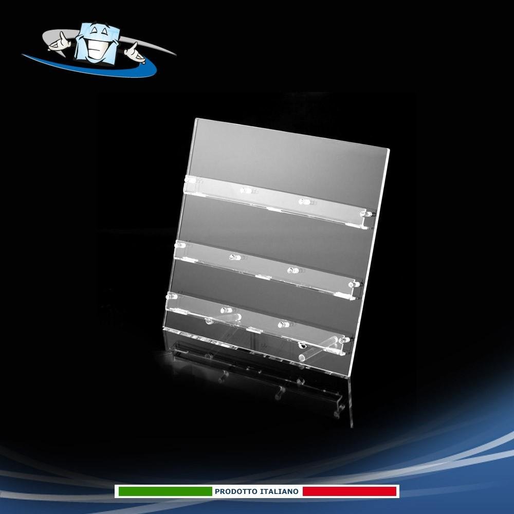 Dispenser porta biglietti da visita multitasca in plexiglass da banco