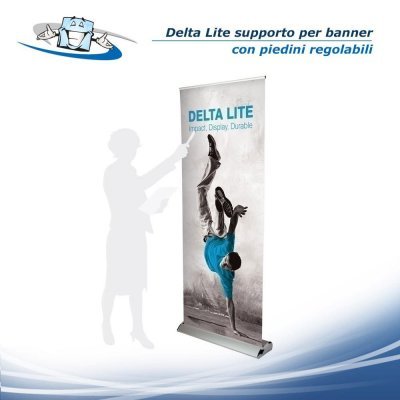 Delta lite - Banner roll up con piedini regolabili su superfici irregolari - personalizzazione inclusa