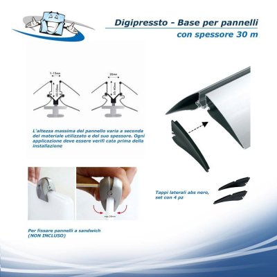 Digipressto - Base in alluminio per pannelli con spessore di 30 mm