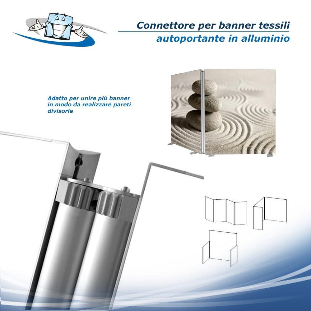 Framframe multi - Connettore per cornici con banner tessili per la realizzazione di pareti divisorie