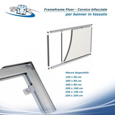 Frameframe floor - Cornice bifacciale per banner in tessuto con personalizzazione inclusa