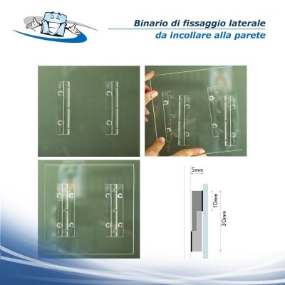 Fisso panel connector - Fissaggio a binario laterale invisibile da incollare