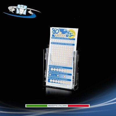 Espositore per schedine concorsi in plexiglass da banco singolo