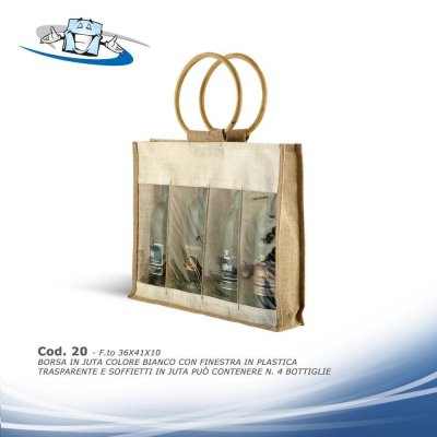 N. 50 borse shopping in Juta porta bottiglie e vasetti disponibili in diversi colori