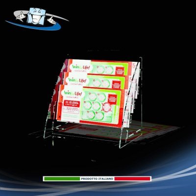 Espositore per schedine concorsi in plexiglass porta gratta e vinci da banco varie dimensioni