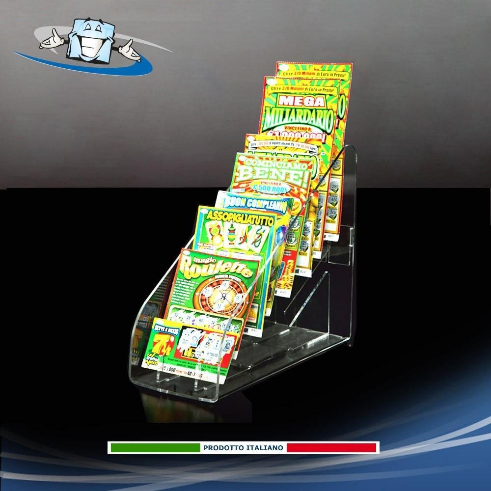 Espositore per schedine concorsi in plexiglass porta gratta e vinci da banco varie dimensioni