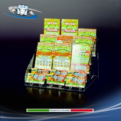 Espositore per schedine concorsi in plexiglass porta gratta e vinci da banco varie dimensioni