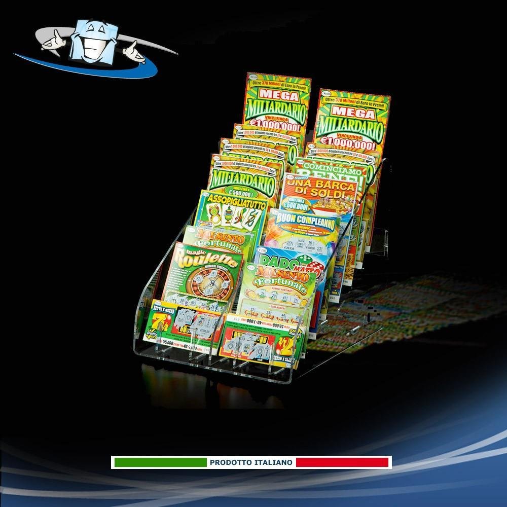 Espositore per schedine concorsi in plexiglass porta gratta e vinci da banco varie dimensioni