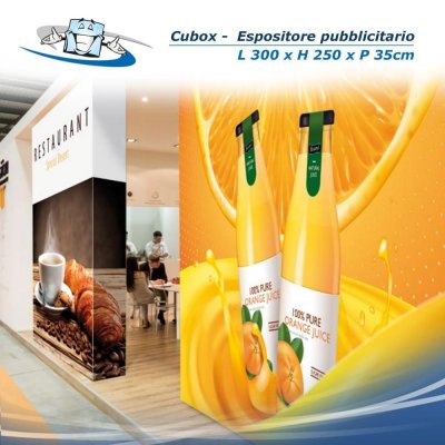 Cubox - Espositore pubblicitario a forma di cubo in 3 formati con personalizzazione inclusa