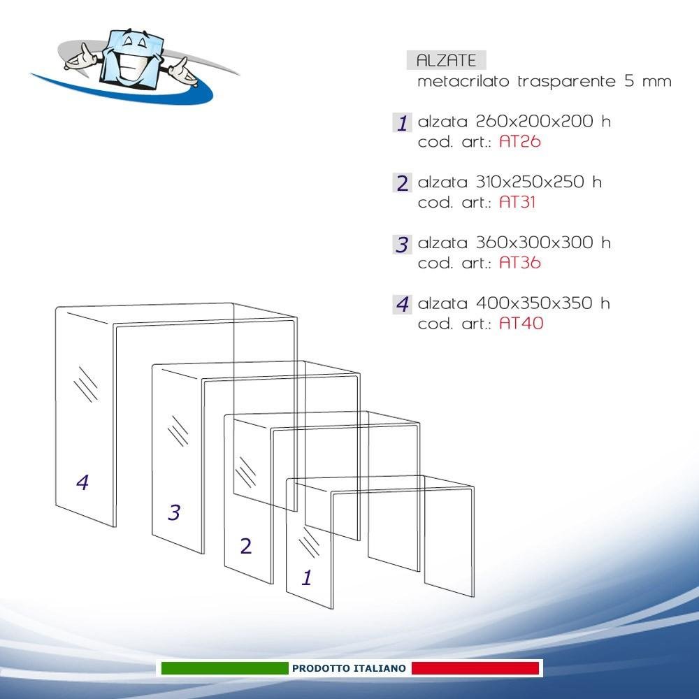 Alzata espositiva per vetrina, Ripiani in Plexiglass varie dimensioni