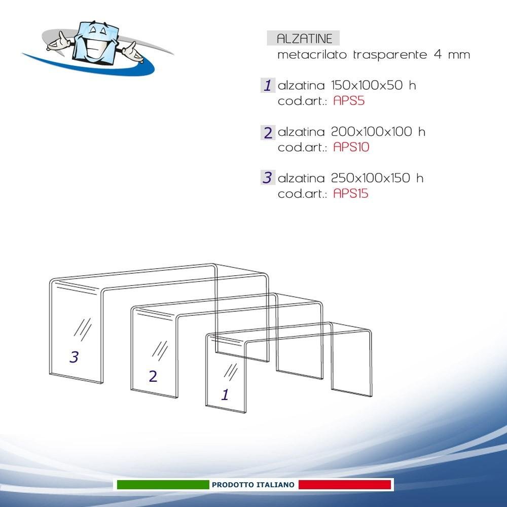 Alzata espositiva per vetrina, Ripiani in Plexiglass varie dimensioni