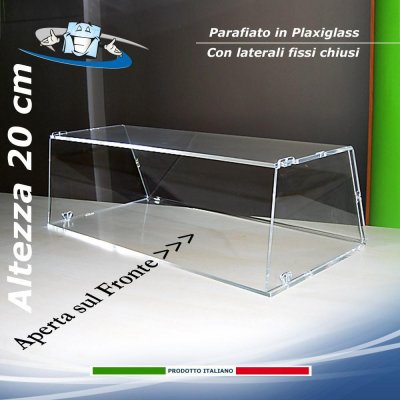 Sconto 28 % Parafiato in plexiglass chiuso su tre lati f.to L100xP30xH20 cm con bordo antiribaltamento