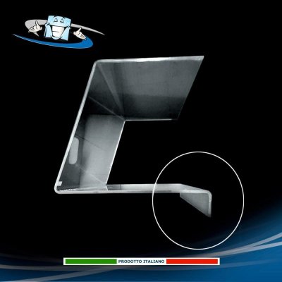 Parafiato in plexiglass chiuso su tre lati f.to L100xP30xH20 cm con bordo antiribaltamento