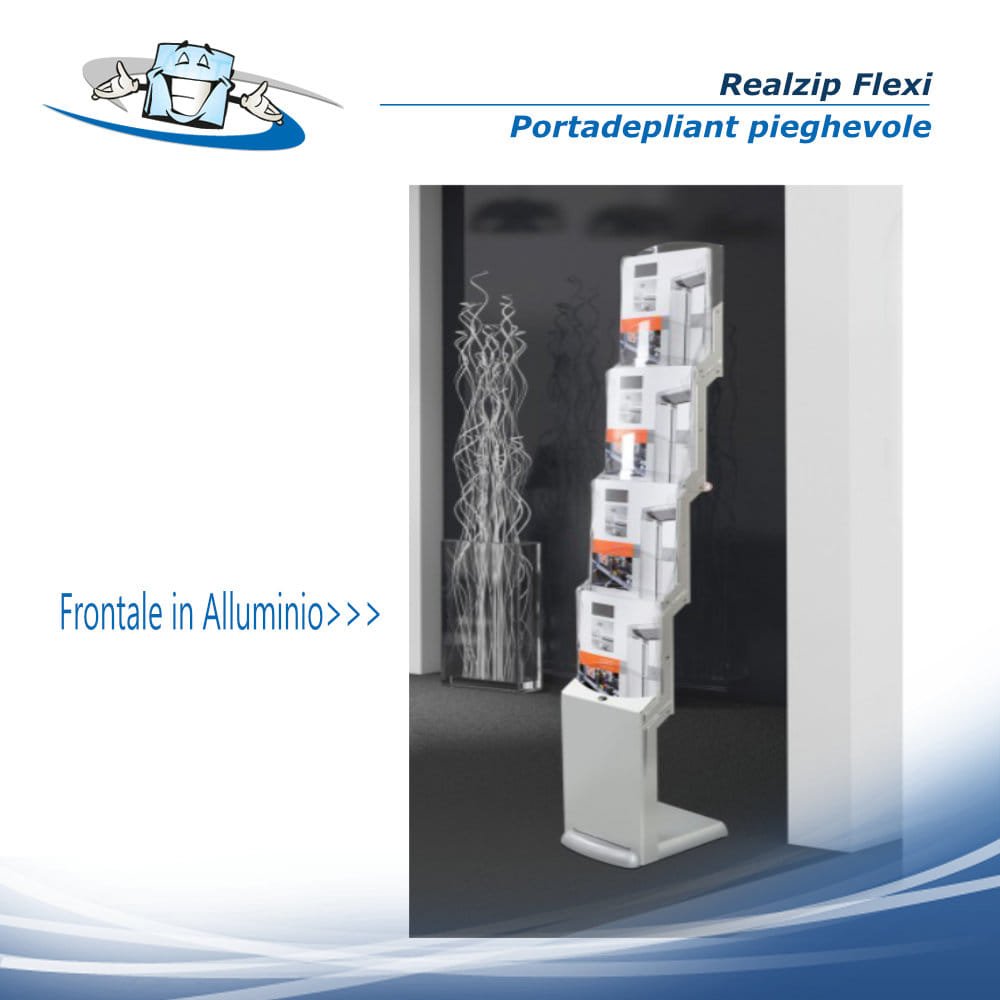 Realzip Flexi - Portadepliant pieghevole, frontale da terra