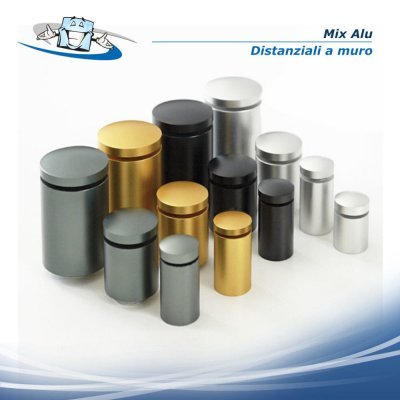 Mix Alu - Distanziali a muro con sistema a vite di diversi colori e dimenzioni