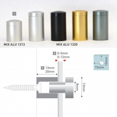 Mix Alu - Distanziali a muro con sistema a vite di diversi colori e dimenzioni