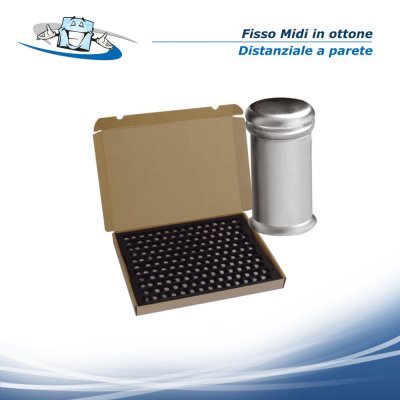 Fisso Midi - Distanziale a parete in ottone per lastre, targhe e pannelli di medie dimensioni