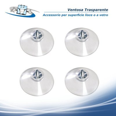 Ventosa trasparente da Ø40 mm - Accessorio per pannello su fissaggio a vetro o su superfici lisce