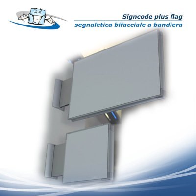 Signcode plus flag - Segnaletica bifacciale a bandiera in alluminio in varie misure