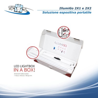 llumigo soluzione espositiva - Totem bifacciale retroilluminato - ILLUMIGO box