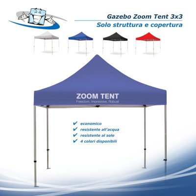 Gazebo Zoom Tent 3x3 m - Padiglione pubblicitario personalizzabile per fiere e manifestazioni