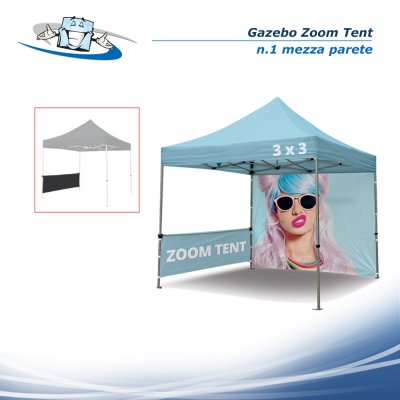 Mezza Parete 300x77,5 cm con barra fissaggio per Gazebo Zoom Tent  vari colori