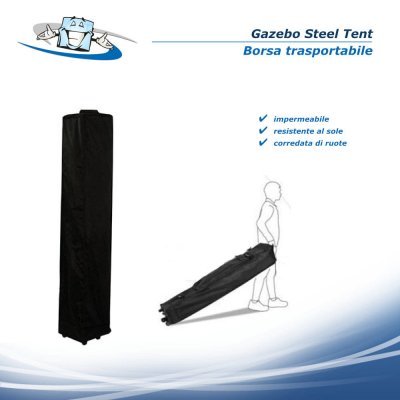 Gazebo Steel Tent 3x3 m - Padiglione pubblicitario personalizzabile per fiere e manifestazioni - borsa con ruote