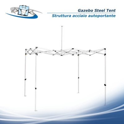 Gazebo Steel Tent 3x3 m - Padiglione pubblicitario personalizzabile per fiere e manifestazioni - struttura