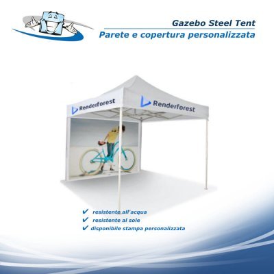 Gazebo Steel Tent 3x3 m - Padiglione pubblicitario personalizzabile per fiere e manifestazioni