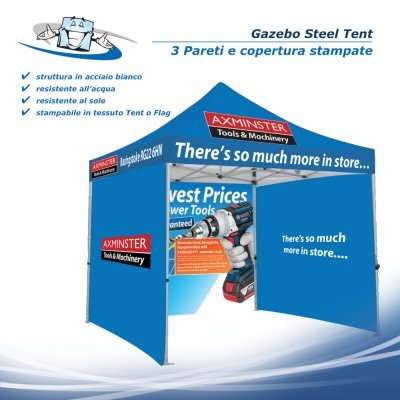 Gazebo Steel Tent 3x3 m - Padiglione pubblicitario personalizzabile per fiere e manifestazioni