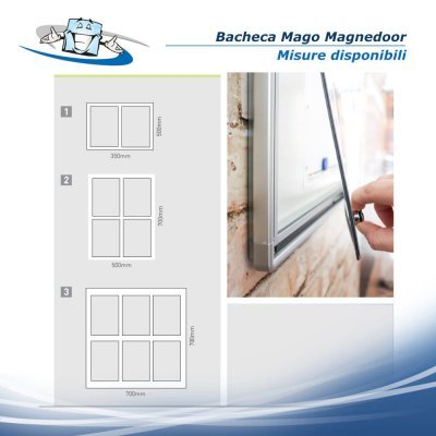 Mago Magnedoor - Bacheca da parete con chiusura magnetica per interni ed esterni in due formati
