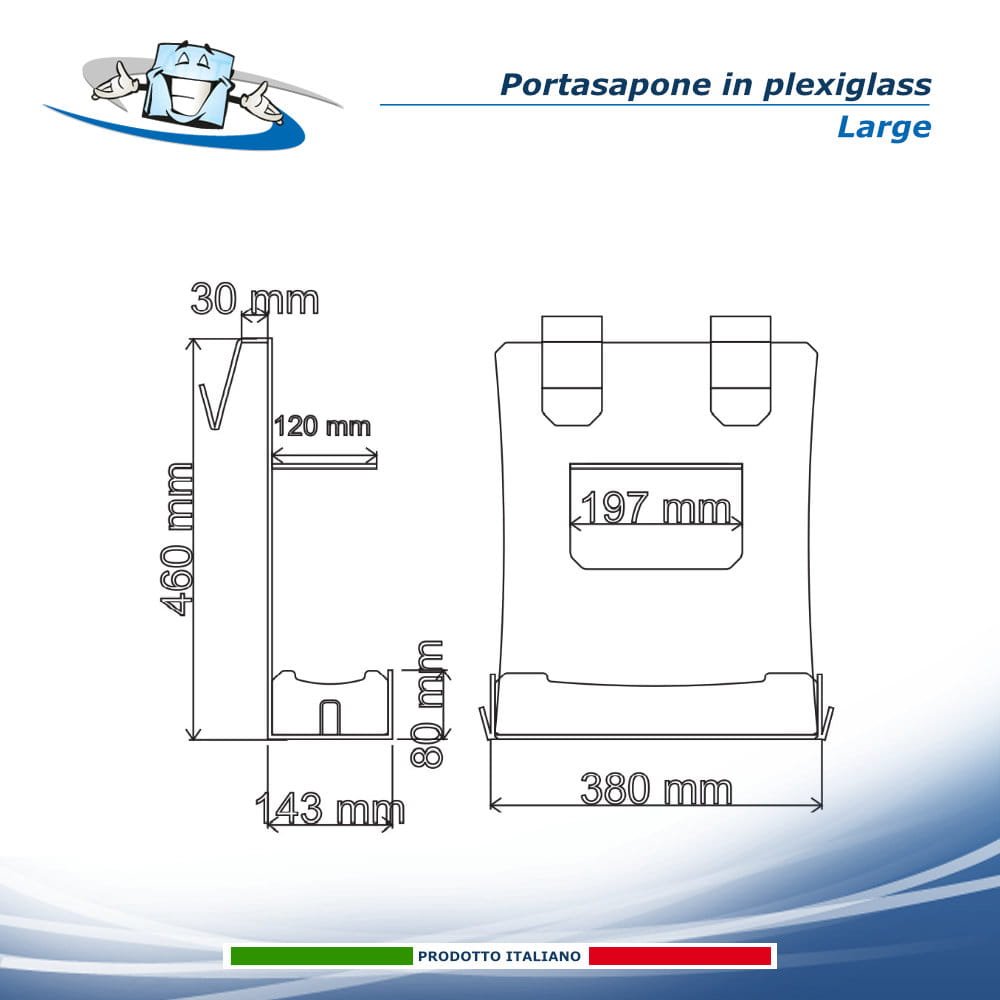 Ripiano portasapone per doccia in plexiglass