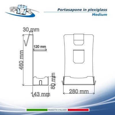 Ripiano portasapone per doccia in plexiglass