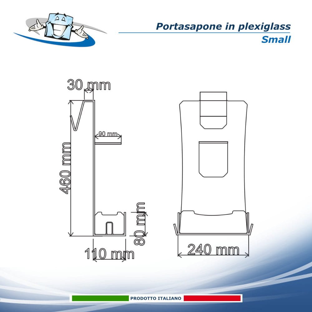 Ripiano portasapone per doccia in plexiglass