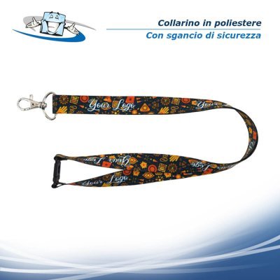 Collarino in poliestere con moschettone e sgancio di sicurezza - personalizzazione inclusa