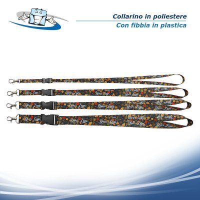 Collarino in poliestere con moschettone e fibbia in plastica - personalizzazione inclusa