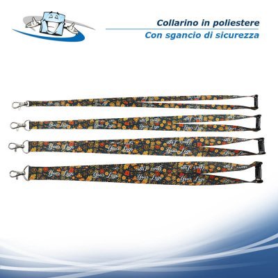 Collarino in poliestere con moschettone e sgancio di sicurezza - personalizzazione inclusa