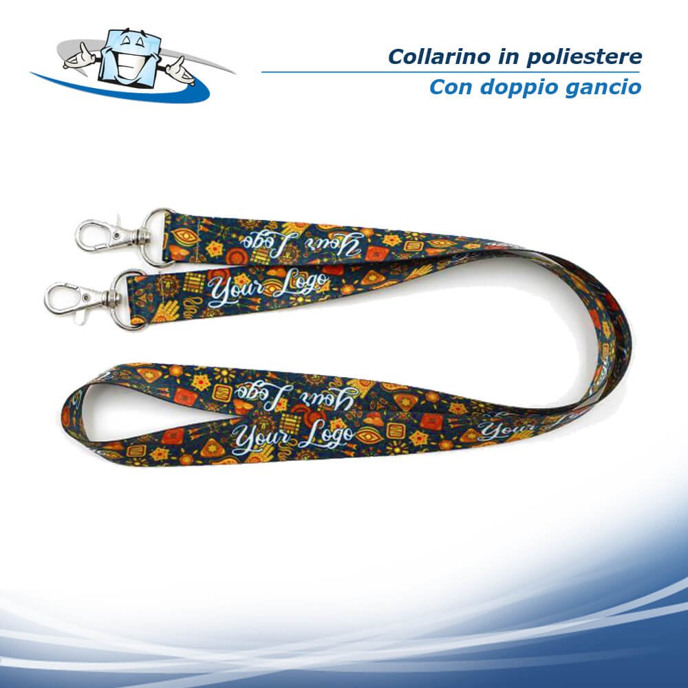 Collarino in poliestere con 2 moschettoni - personalizzazione inclusa