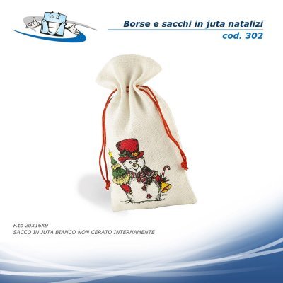 Borse e sacchi in Juta con stampa natalizia