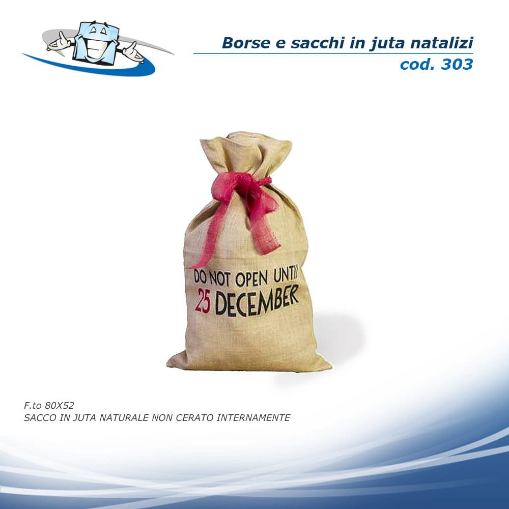 Borse e sacchi in Juta con stampa natalizia