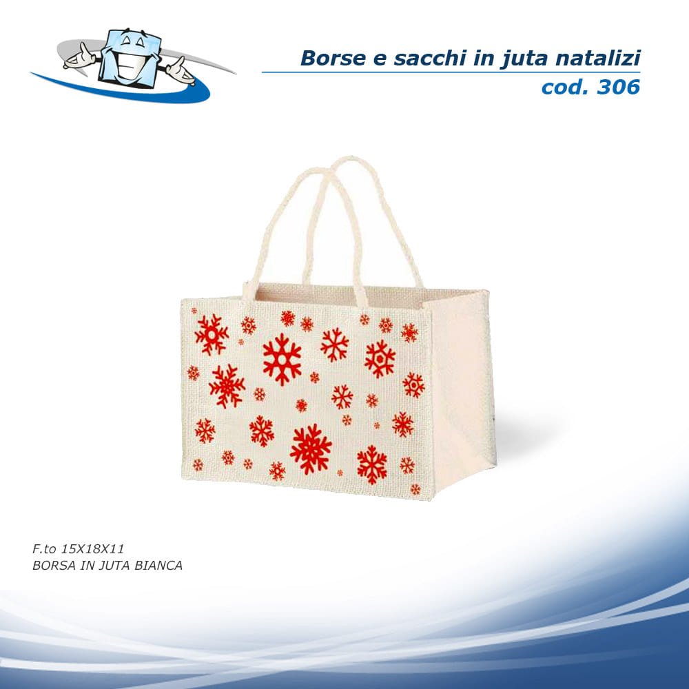 Borse e sacchi in Juta con stampa natalizia