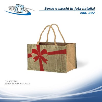 Borse e sacchi in Juta con stampa natalizia