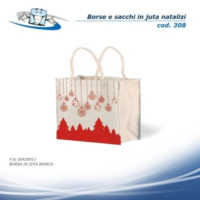 Borse e sacchi in Juta con stampa natalizia